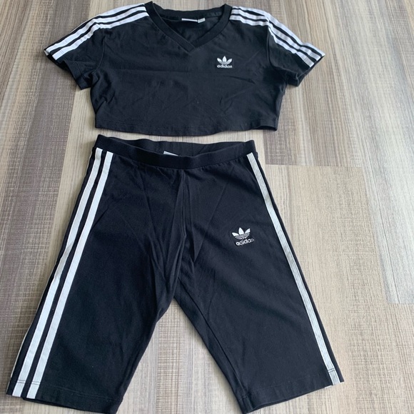 adidas biker short set